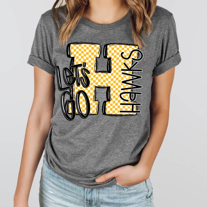 Enid and Elle - Wholesale Screen Printed T-Shirt - Women's - Let's Go Checkered Custom Spirit Wear T-shirt 1