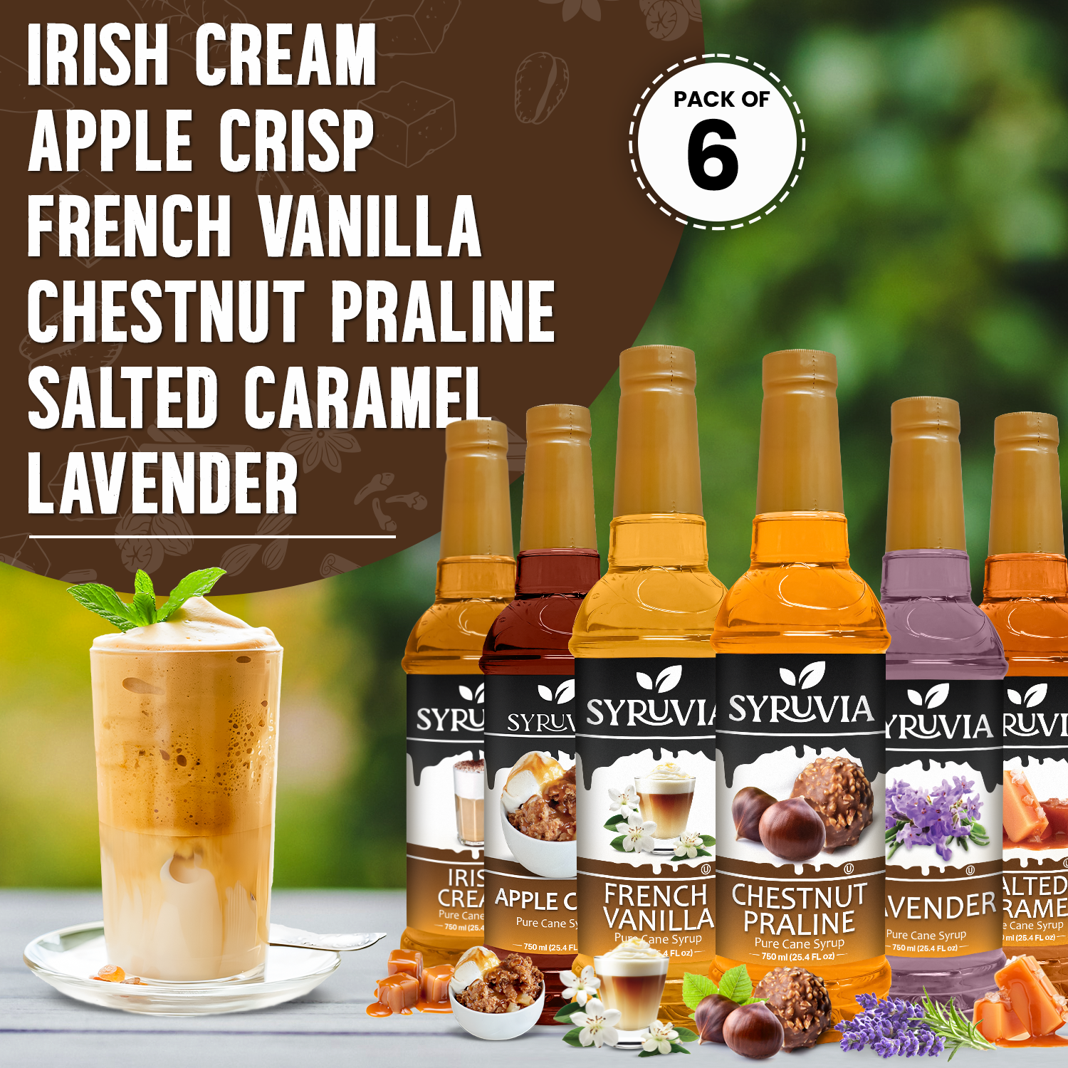 Syruvia - Vente Sirops aromatisés - Coffret Syruvia Mix - Édition Café Gourmet (6 Pack)1