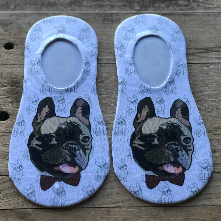 Chaussettes French Bulldog No-Show pour la vente par Simply Me • Gentlemen Est. 2017 LLC