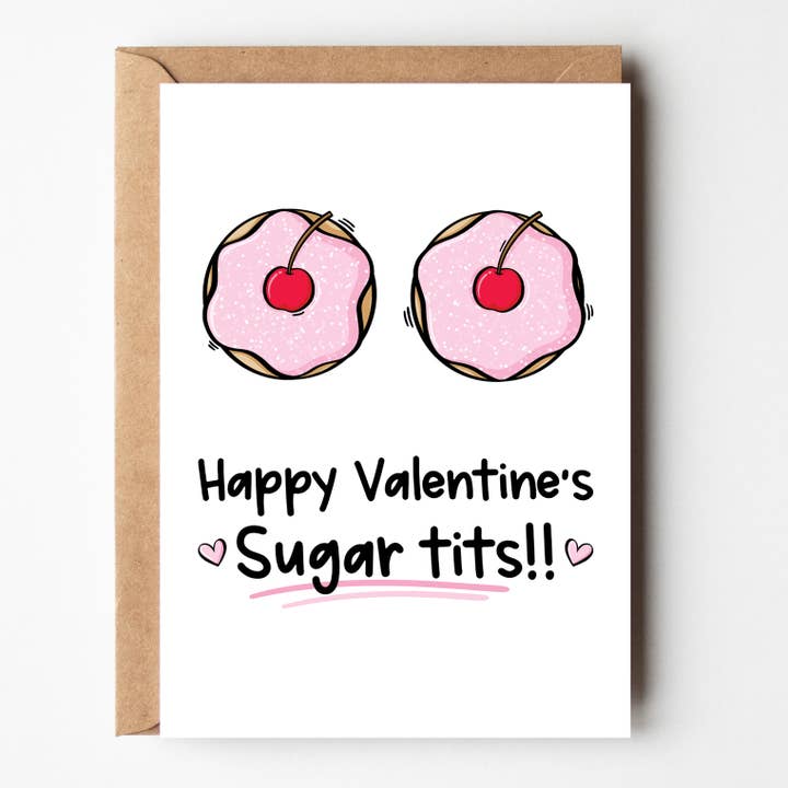 Sugar Tits Donuts - Carte d'amour effrontée - Saint-Valentin pour la vente par The Laughing Sloth
