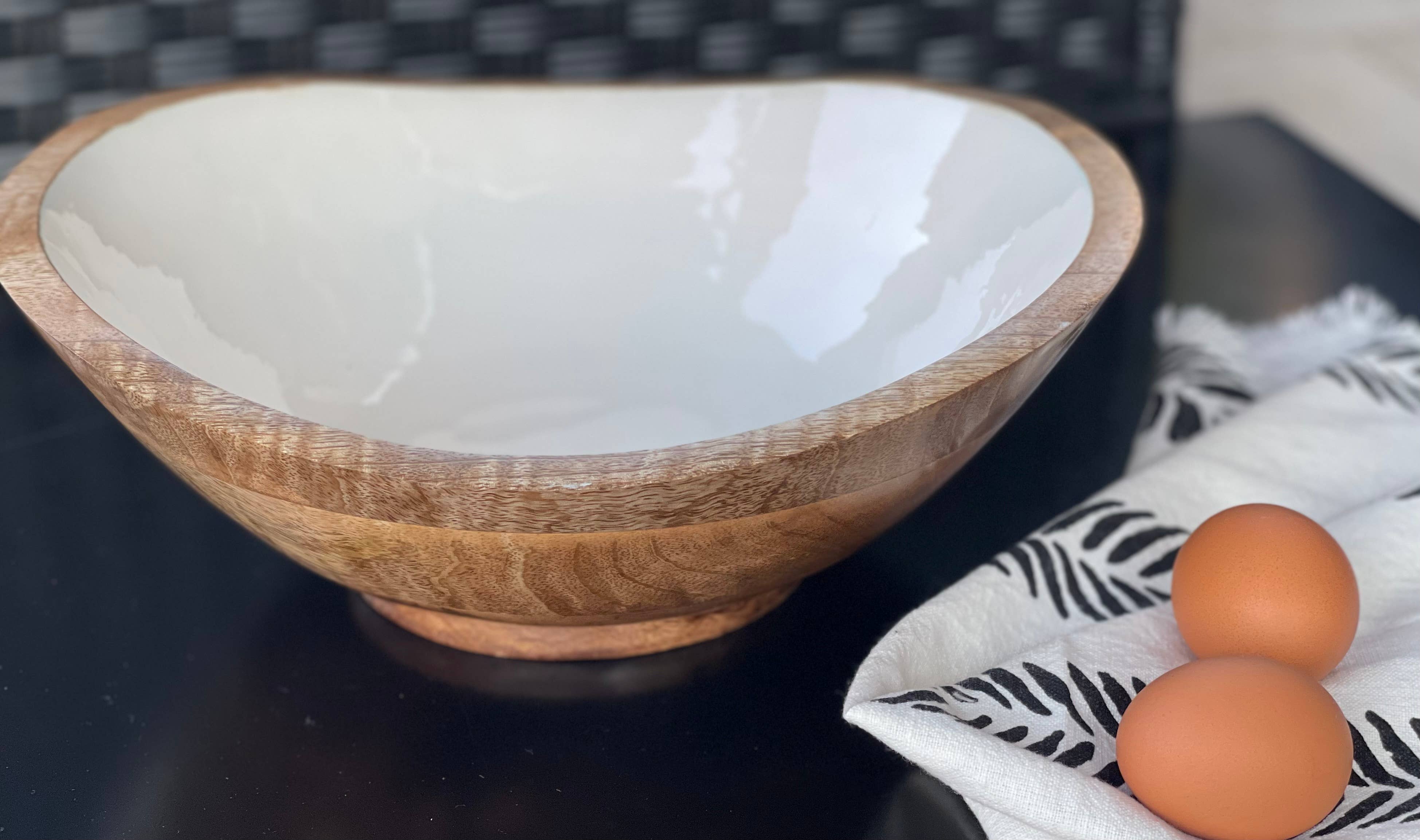 Rich Home Linens - Wholesale Serving bowl - Gift Set - Wooden Serving Bowl with 2 Dish Towels6