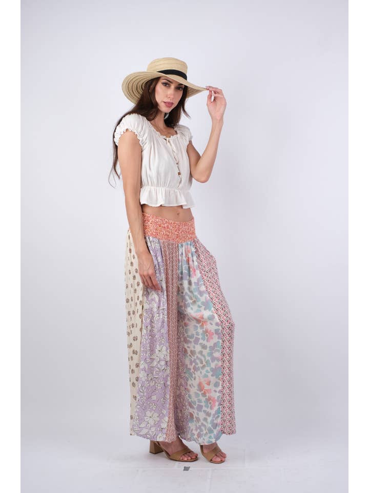 Sacred Threads - Wholesale Pants - Women's - Rosy Mosaic Patchwork Palazzo Pants