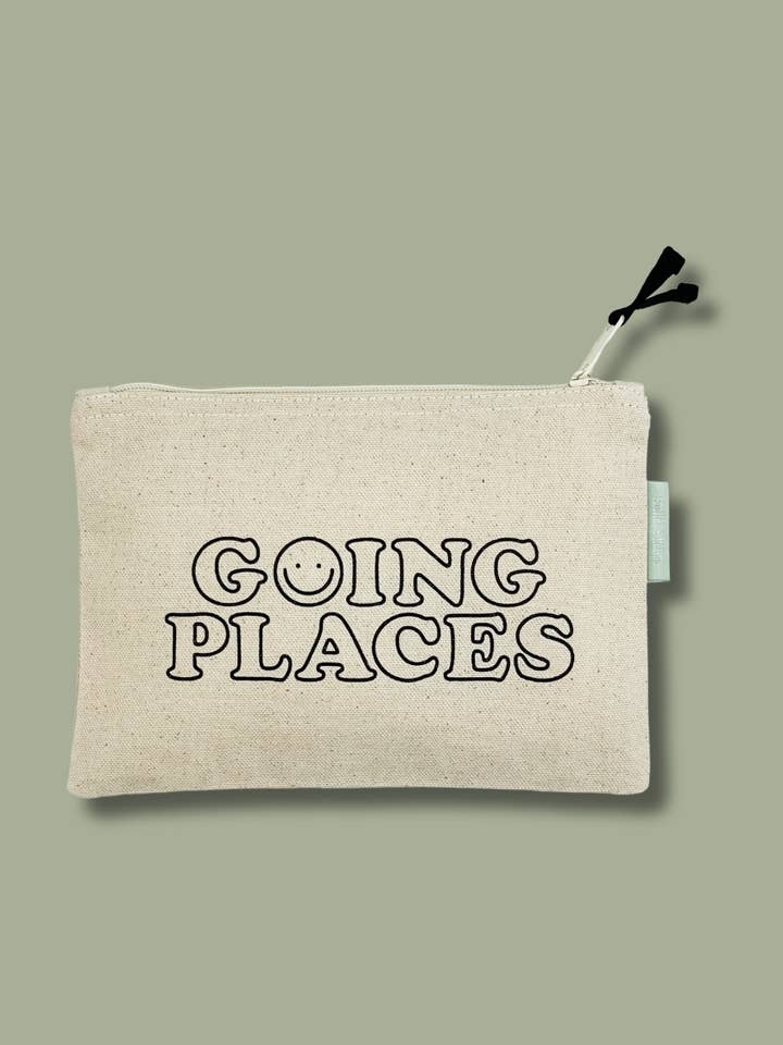 Petite pochette zippée en toile Going Places pour la vente par Smiles + Heart