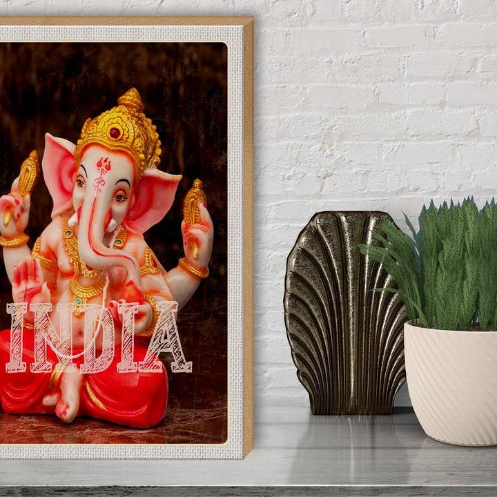 Femer - Wholesale Sculpture - Travel wooden sign 30x40 cm India sculpture Ganesha Hindu decoration3