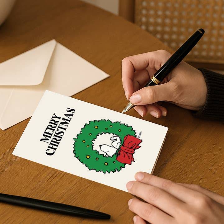 Titlee - Vente Cartes de Noël - Carte double Snoopy "Merry Christmas" + enveloppe ivoire2