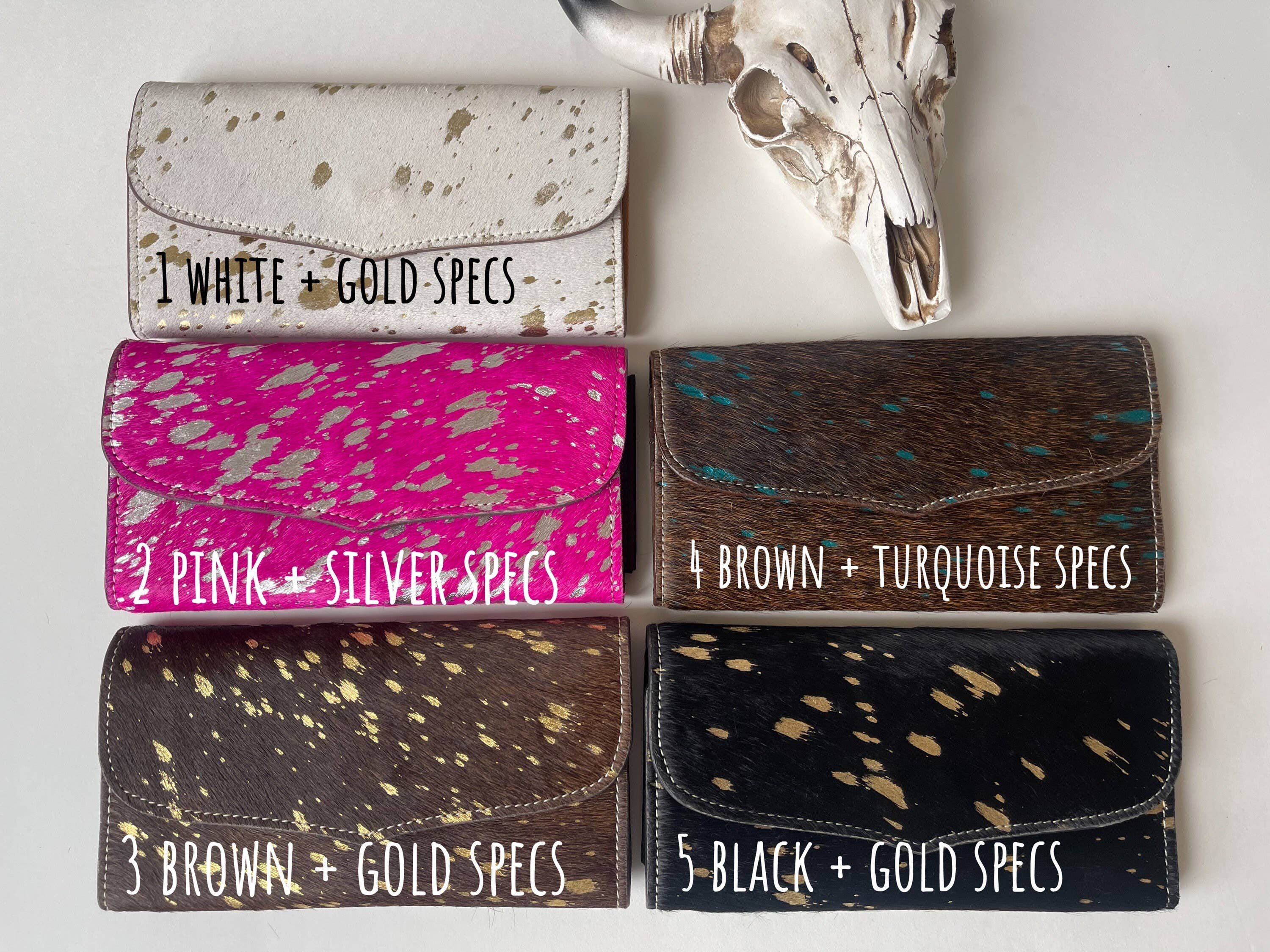 Boho Ranch Shop - Vente Portefeuille – femme - Portefeuille en cuir de vachette Western Hair On Vache3