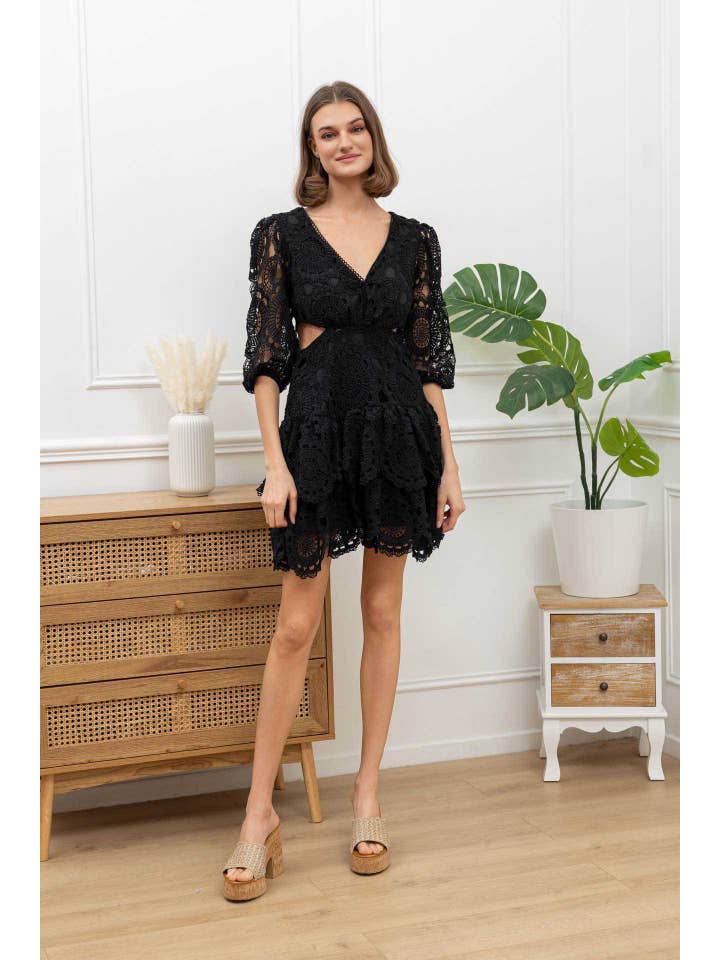 Chilli Girl Collection - Wholesale Dress - Women's - V-neck broderie dress with cut-outs on the waist 7