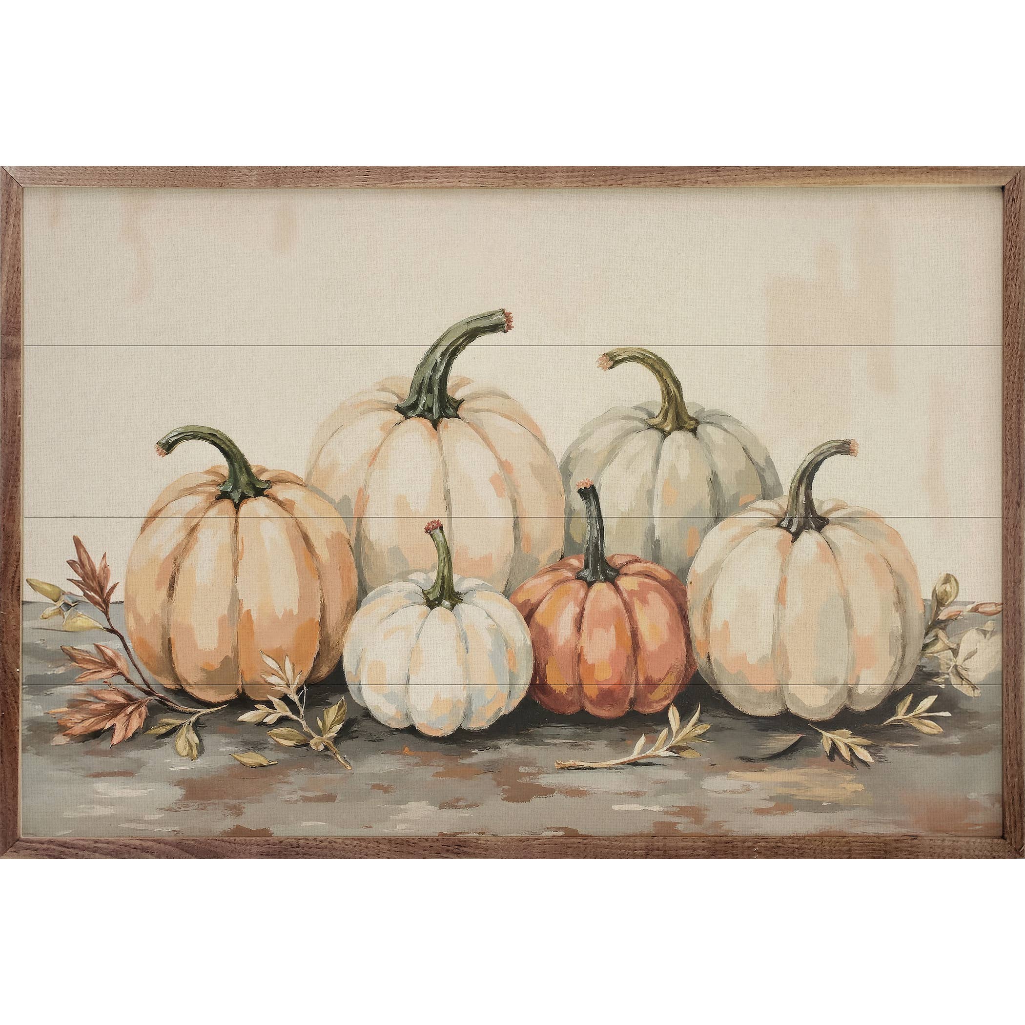 Kendrick Home - Wholesale Wood Wall Art - Gathered Pumpkins On A Tabletop0
