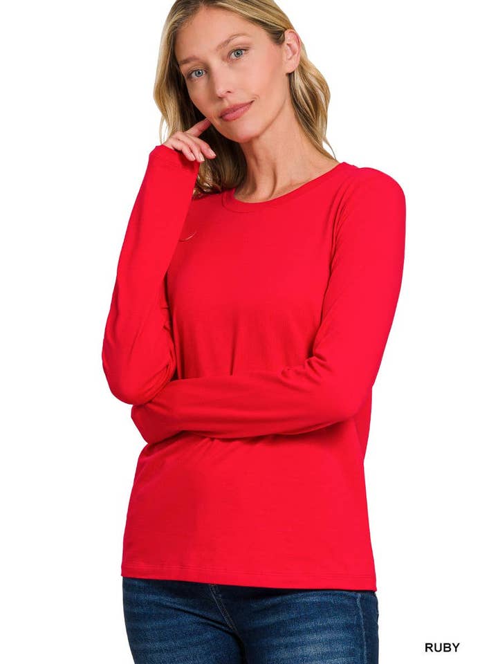 Vanilla Monkey - Wholesale Knit Top - Women's - Cotton Crew Neck Long Sleeve T-shirt8