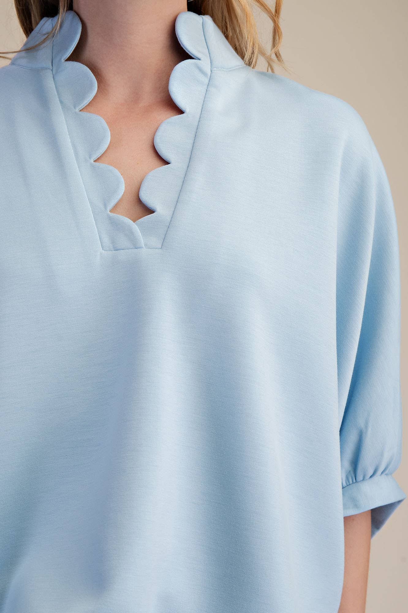 Glam - Wholesale Blouse - Women's - Scallop Neck Line Oversized Top22