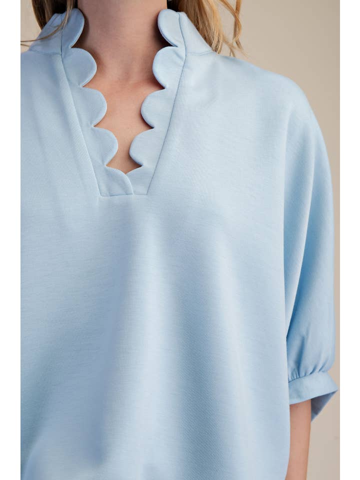 Glam - Wholesale Blouse - Women's - Scallop Neck Line Oversized Top22