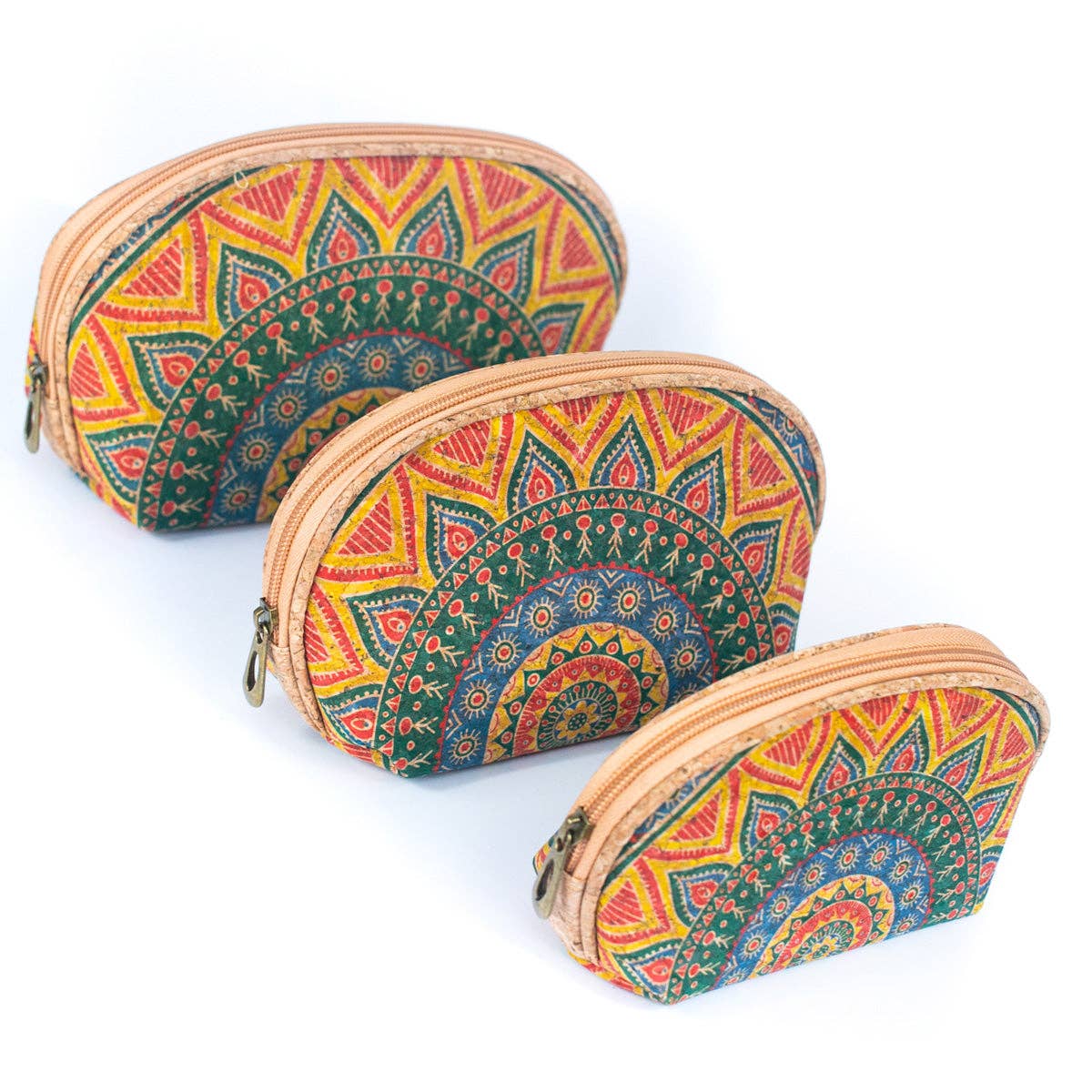 Meninas Bonitas Cork - Wholesale Makeup/Cosmetic Bag - Luxury Women's 3-Piece Cork Cosmetic Bag Set BAG-22671