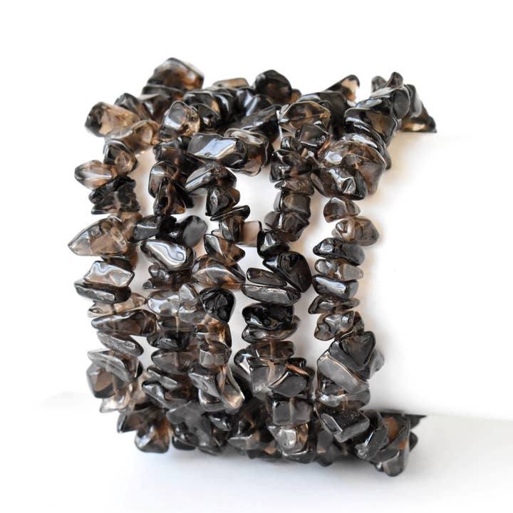 Soothing Crystals - Wholesale Beaded Bracelet - Smokey Quartz Chip Bracelet (Sense of Purpose & Purification6