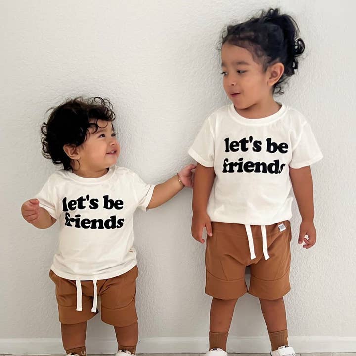 LET'S BE FRIENDS in Black | Kids Tee for wholesale by Minimalist Folk Co.
