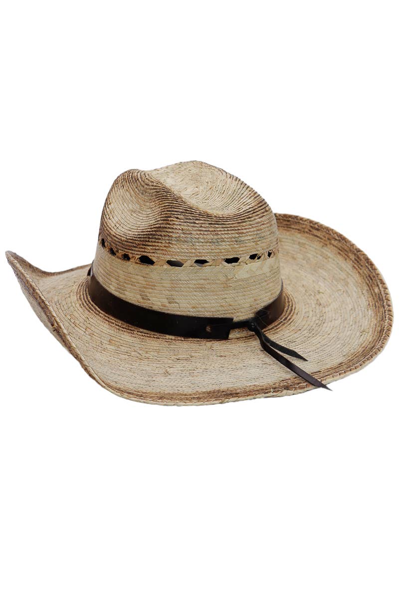 Cap Zone - Wholesale Cowboy Hat - Women's - Vented Vintage Burnt Cutter Palm Straw Cowboy Hat14