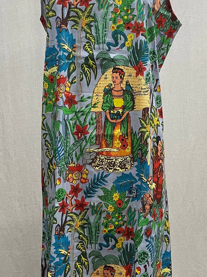 Racerback Tank Dress - Frida inspired grey background red trim for wholesale by Soothe Our Souls - S.0.S PJs