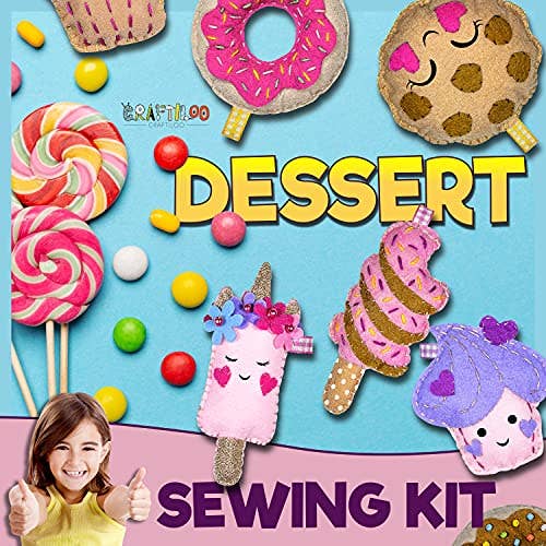 Craftiloo - Wholesale Craft sewing kit - 12 Pre-Cut Mini Treats Dessert Fun Kids Sewing Kit for Kids3