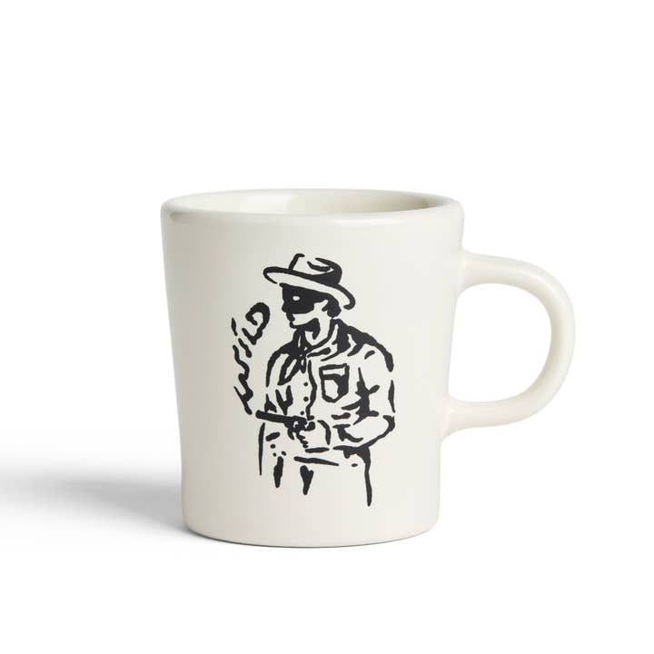 Natural 9oz Modern Diner Ceramic Mug (Sam Larson - Smoking Gun) for wholesale on Faire