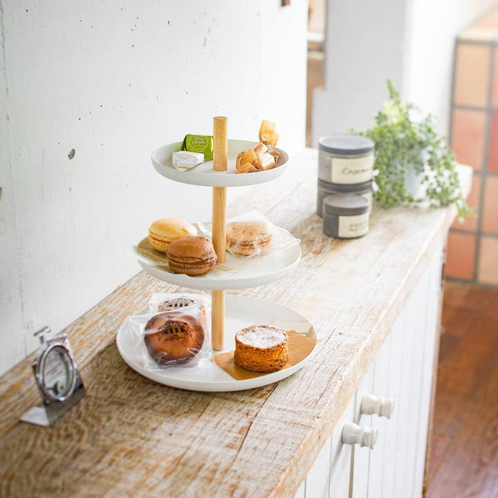 Yamazaki Home - Wholesale Serving Tray - Tosca Serving Stand - Steel + Wood6