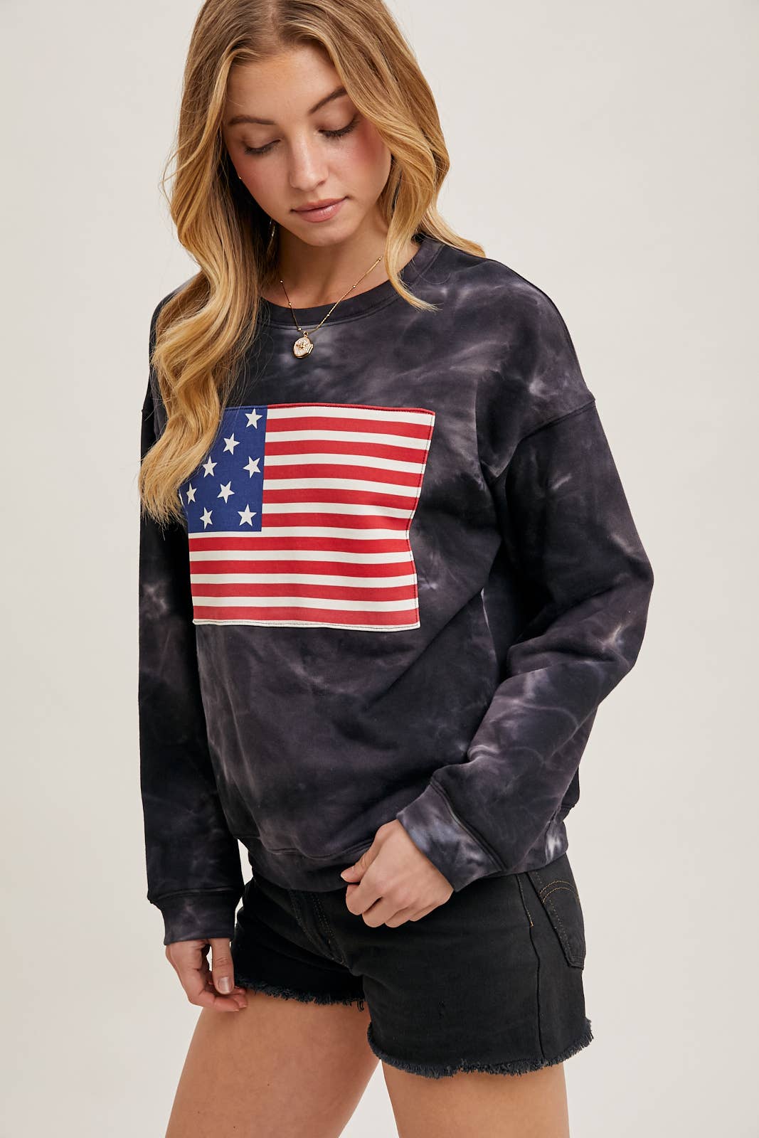 Bluivy - Wholesale Sweatshirt - Women's - US FLAG TIE-DYE SWEATSHIRT PULLOVER - 4TH OF JULY3