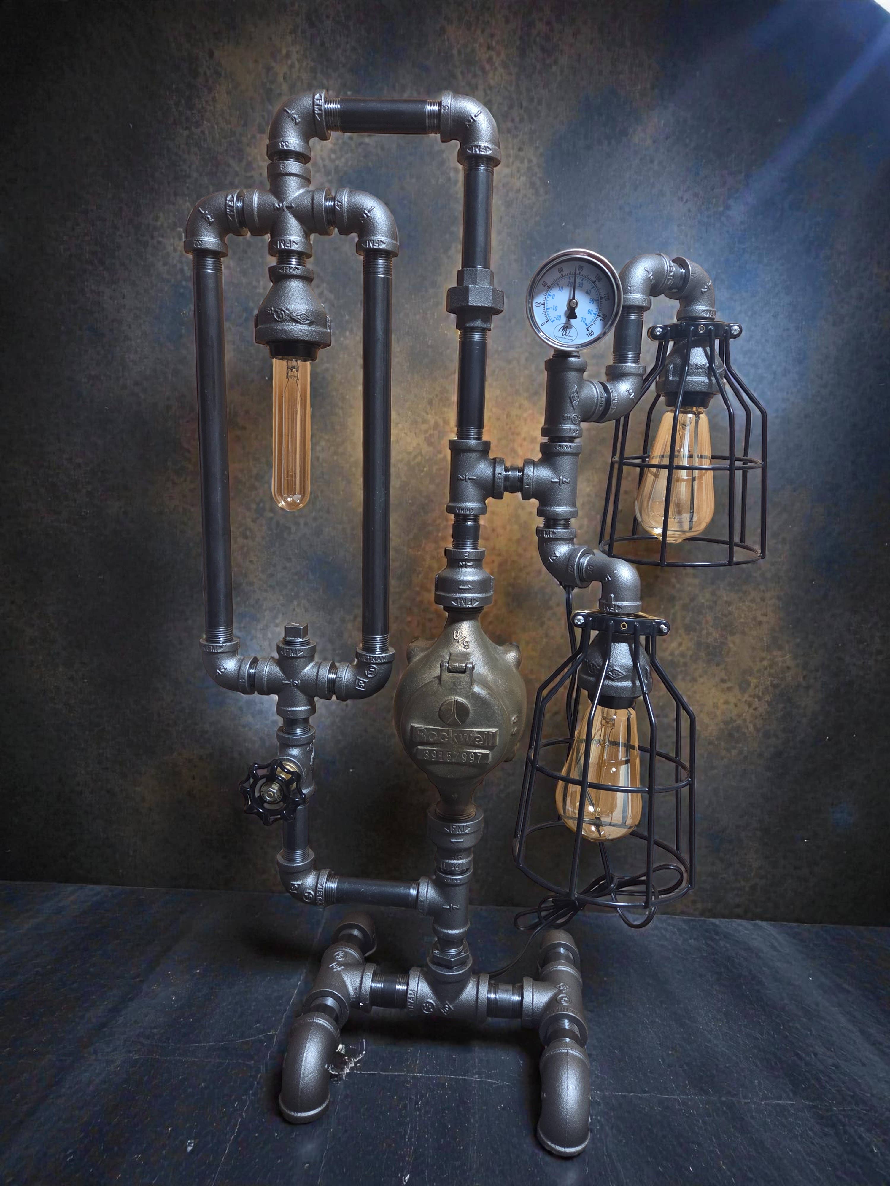 Mr. Willies Lighting - Wholesale Accent/Desk Lamp - Industrial water meter Table lamp on gear base2