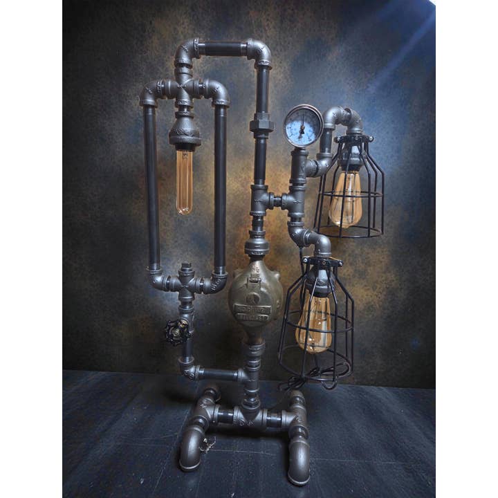 Mr. Willies Lighting - Wholesale Accent/Desk Lamp - Industrial water meter Table lamp on gear base2