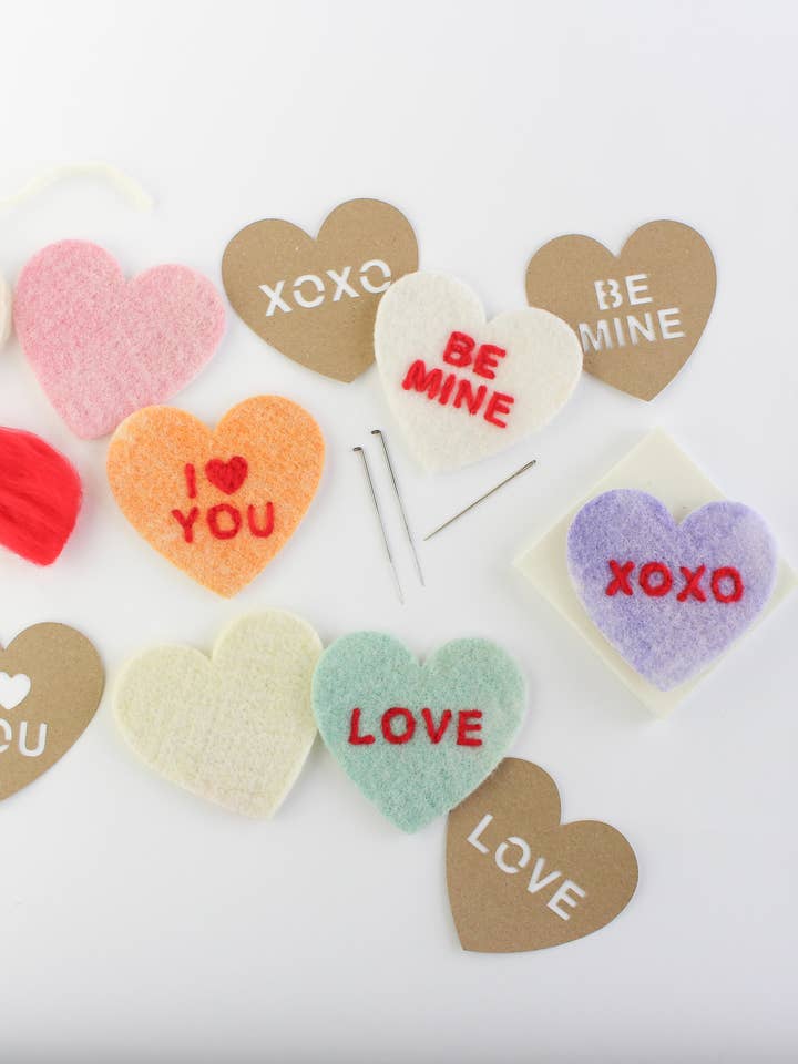 Candy Heart Felting Craft Kit for wholesale by Sheep Creek Studio