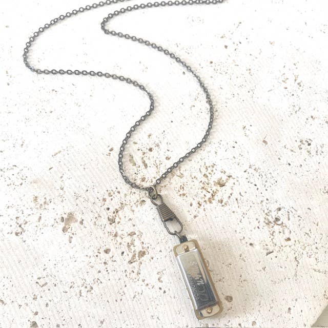 Wanderlust by VB&Co. - Wholesale Pendant/Charm Necklace - Harmonica necklace vintage rustic music jewelry museum1