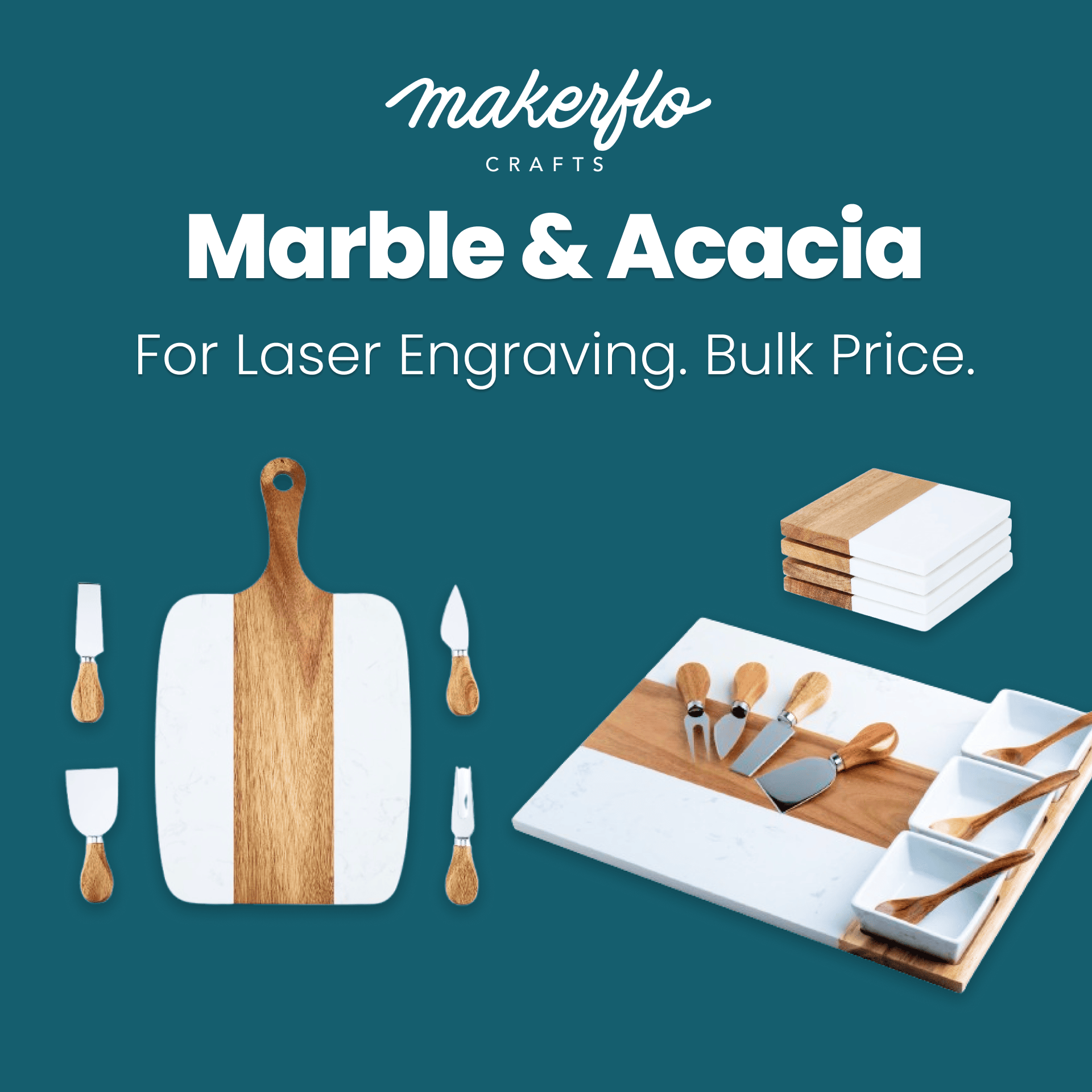 MakerFlo - Wholesale Cheese Board - Marble Charcuterie Board16