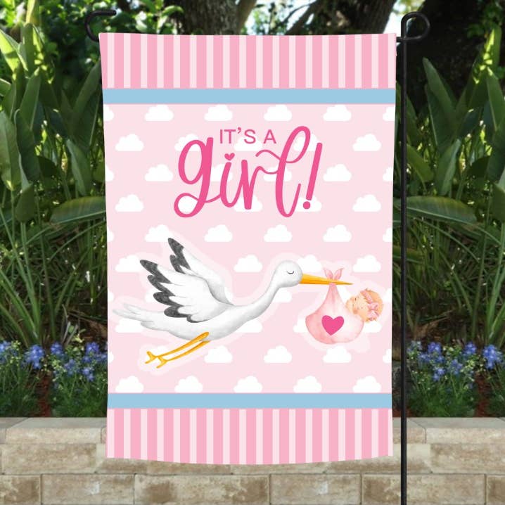 It's A Girl Stork Garden Flag for wholesale by Goforth Creations