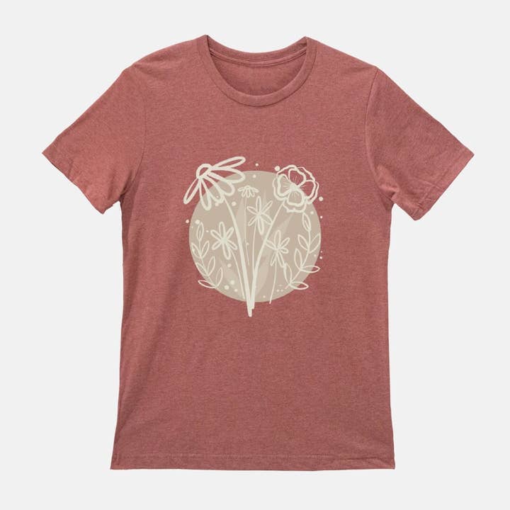 Modernes neutrales Blumen- und Blätter-Shirt Unisex (Bella+Canvas) | Hemd mit Blumenmuster | Plant Lady | Geschenk für Sie | für den Großhandel von Fiddles & Fern