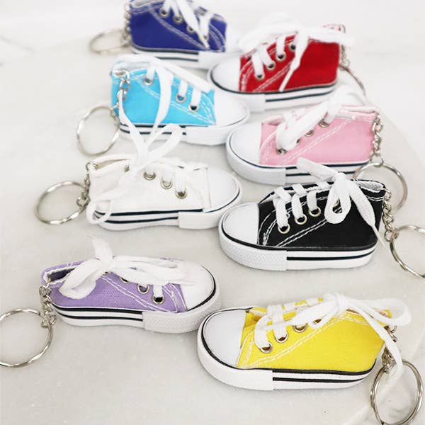 MIX COLOR Canvas Rubber Sole Sneakers Novelty Key Chain for wholesale on Faire