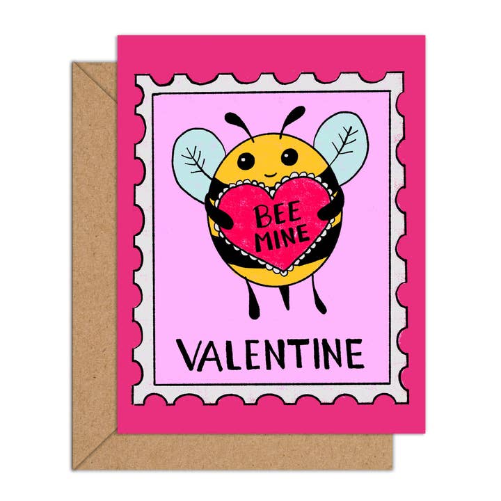 Carte de Saint-Valentin SOIS mon abeille pour la vente par Jodi Lynn's Emporium of Doodles