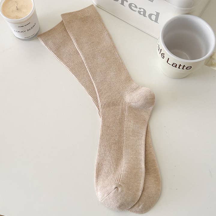 Dipped Shop - Wholesale Socks - Women's - Solid Color Ribbed Simple Socks DP25A4536