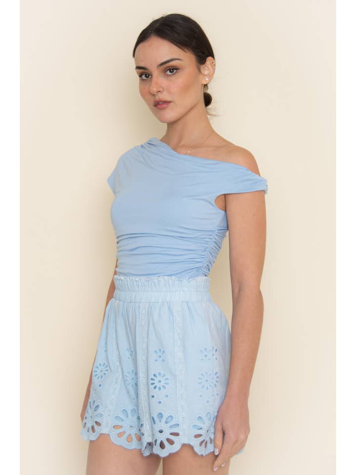 Fore Collection - Wholesale Blouse - Women's - ELEVATED BASICS SINGLE SIDE OFF SHOULDER TOP-TD6085FO27