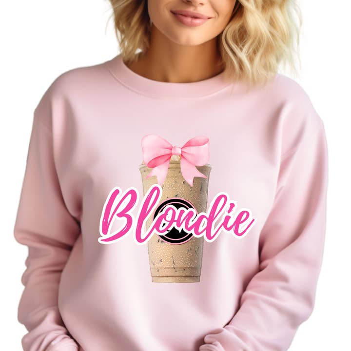 Northstar – wholesale Graphic sweatshirt – Women’s – Cute Blondie Coquette Style Coffee Sweatshirt