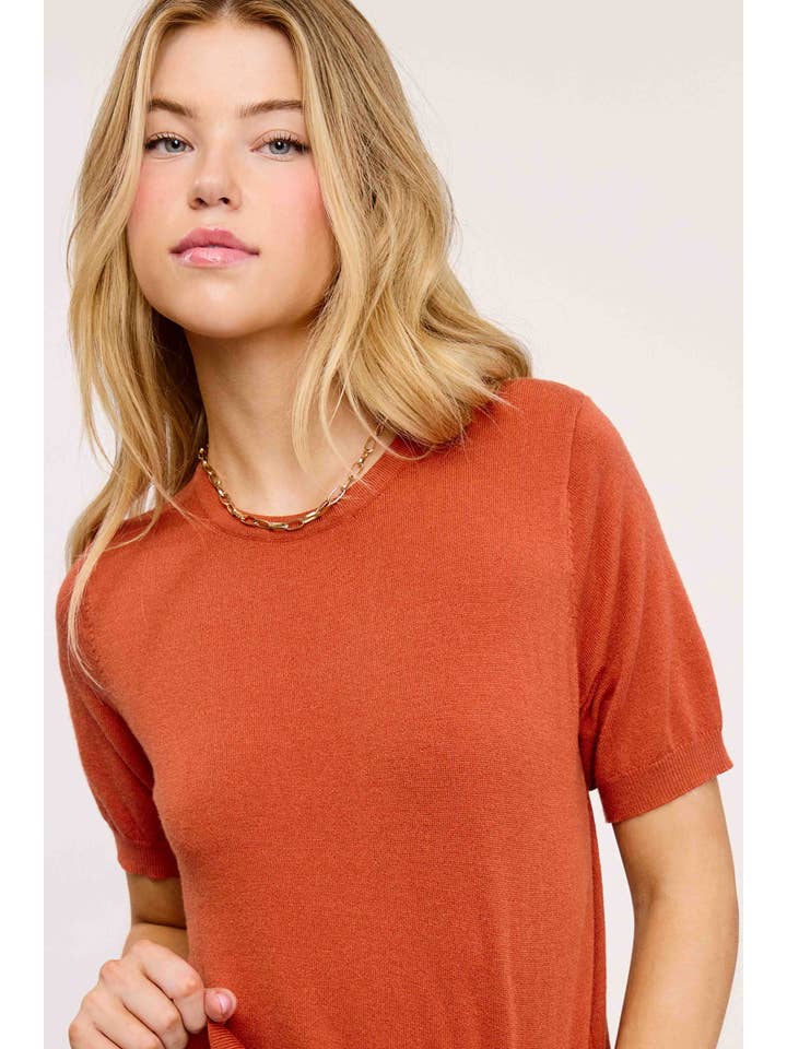 La Miel - Vente Pull en maille – femme - Haut en tricot extensible basique à manches courtes et bouffantes MCS36001