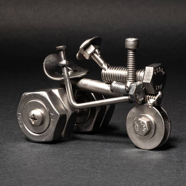 Scrap Metal Dually Tractor Figurine, Steel Sculpture for wholesale by Metal Relic