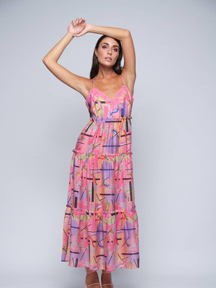 Robe porte-jarretelles longue imprimée pour la vente par Miawhitemilano