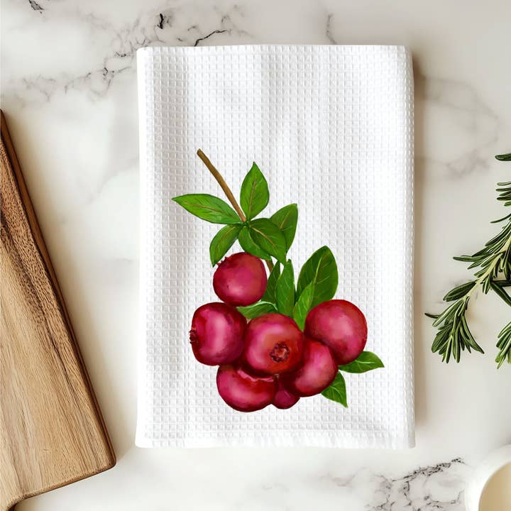 Cranberry Kitchen Towel for wholesale by MerikaArt