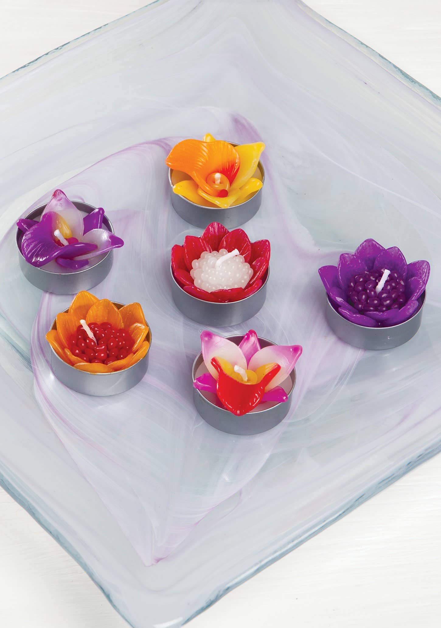 Namaste - Wholesale Tea light candles - Box Of 6 Scented Orchid Flower Tealights