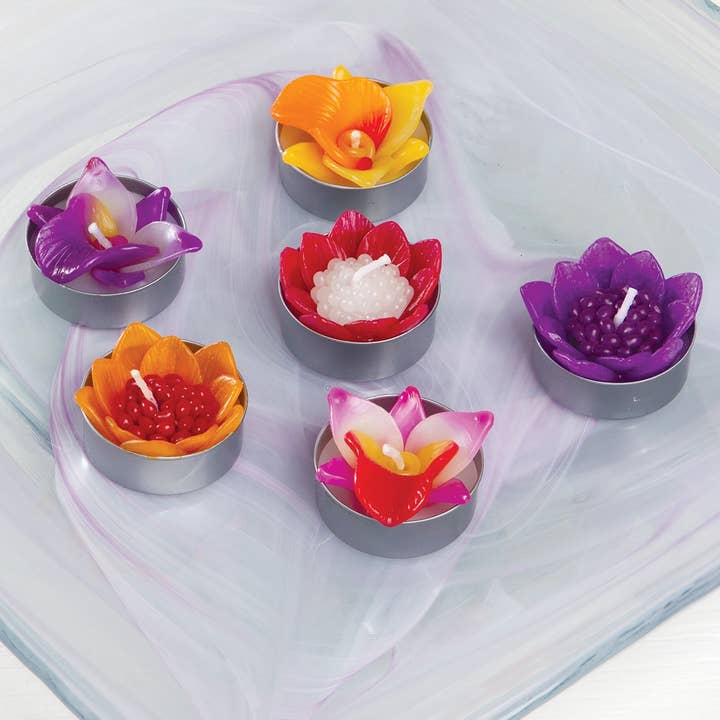 Namaste - Wholesale Tea light candles - Box Of 6 Scented Orchid Flower Tealights0