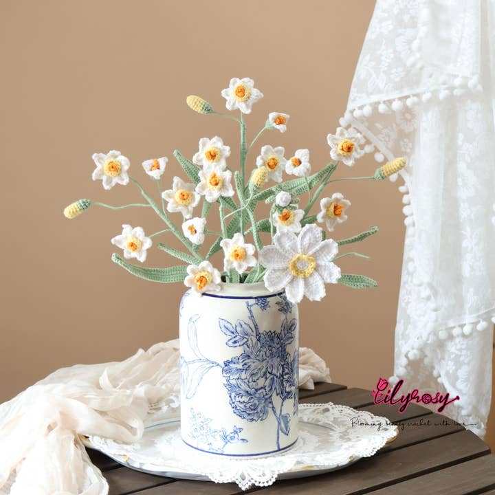 Lilyrosy(Duty free) - Wholesale Artificial flowers - Lilyrosy Crochet daffodil, Handmade Gifts,crochet flowers 2