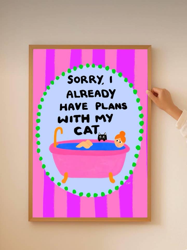 Funny Cat Bath Print – Feline Wall Art for wholesale by The Paper Tail