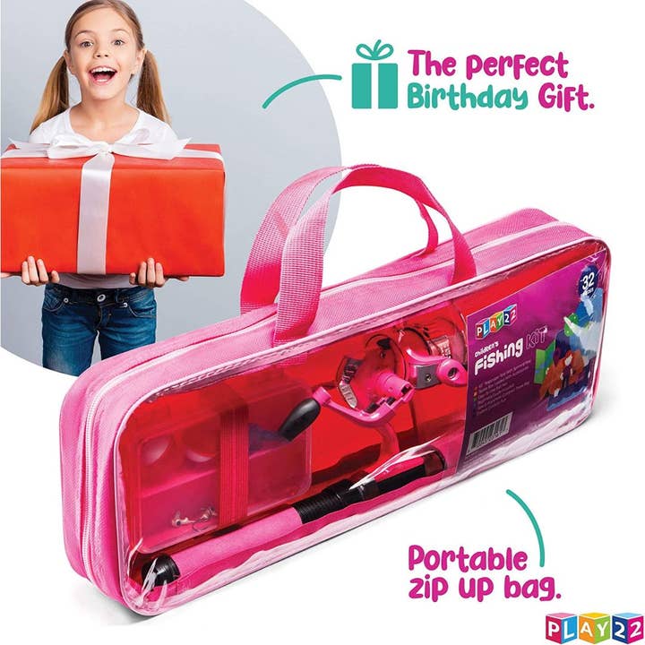 Play22 - Vente Jeu de sport – enfant et bébé - Canne à pêche pour enfants rose - Canne à pêche et moulinet pour enfants 40 pièces3