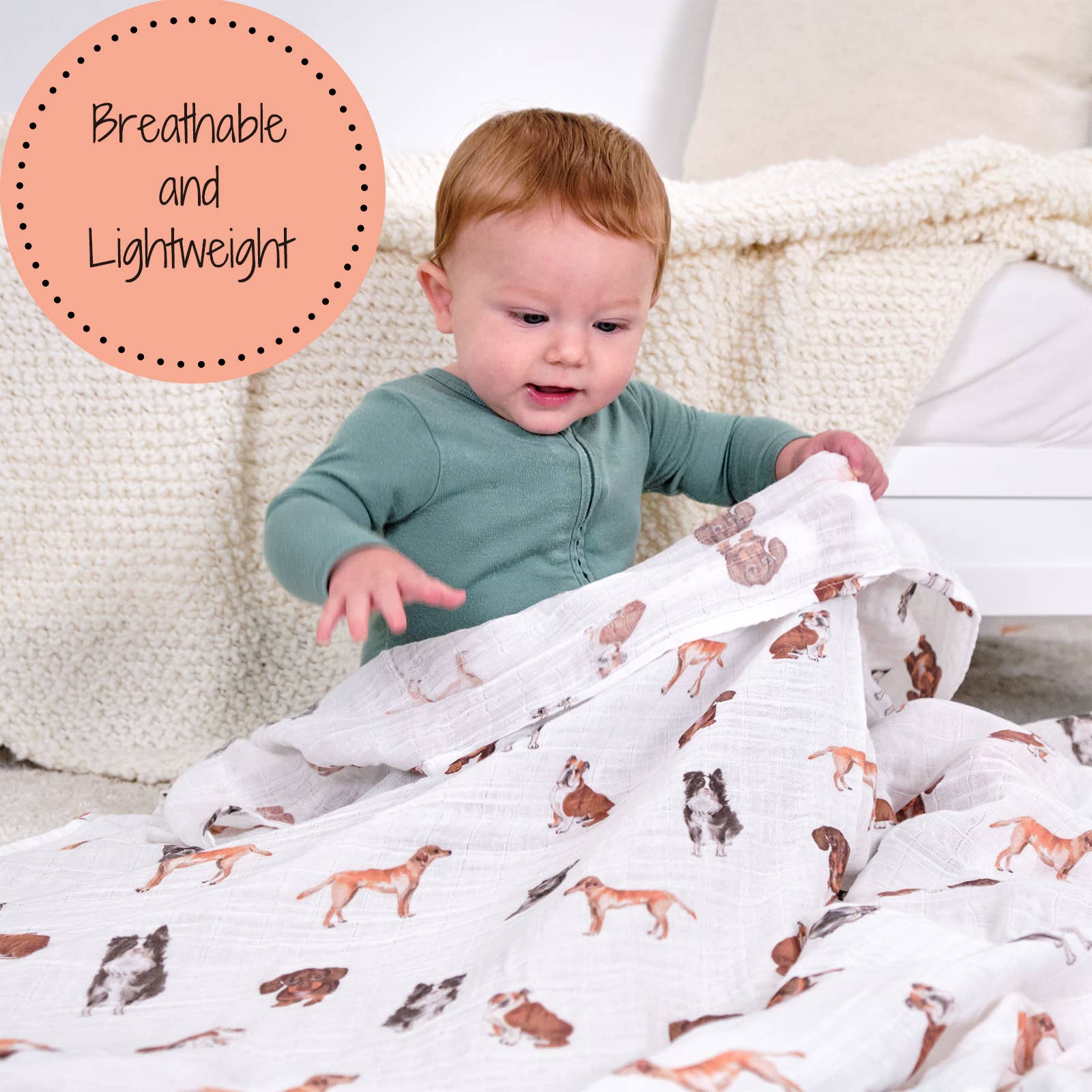 LollyBanks - Wholesale Swaddle - Baby - Adorable Dog Print Baby Muslin Swaddle Blanket1
