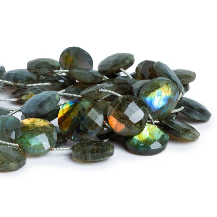 The Bead Traders - Wholesale Beads - 13-16mm Labradorite Faceted Coins 8.5 inch 11 Beads1