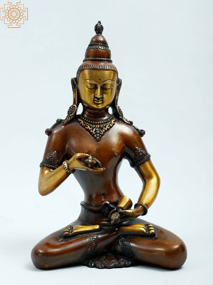 13" Vajrasattva mässingsstaty | Buddhistiska gudomsskulpturer för wholesale av Exotic India Art