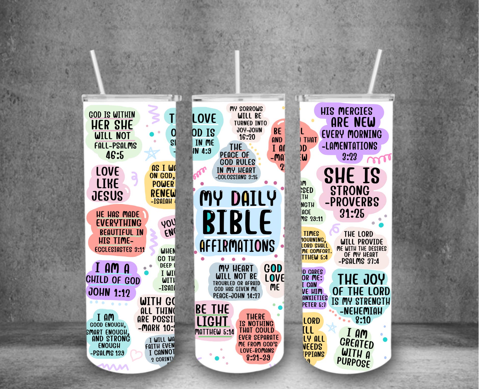 Wicked Flower Creations - Wholesale Insulated Mug/Tumbler - Bible Affirmations Tumbler