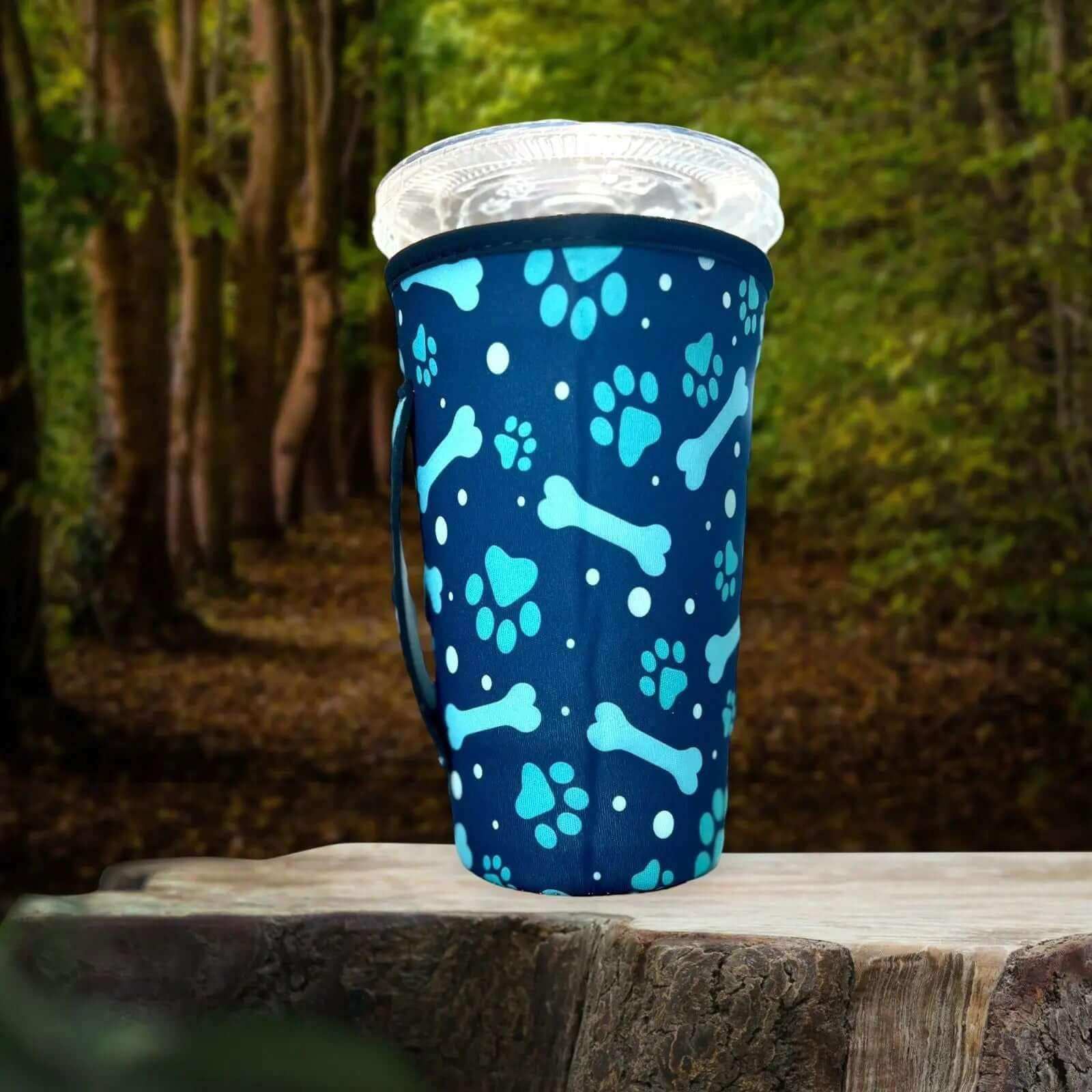 Sip Sleeves ~ Insulated Cup Sleeves and Drink Accessories - Wholesale Drink Huggers & Koozies - 20 OZ Blue Paw Print Insulated Cup Cover Sip Sleeve Fits 20-32 OZ Cups2
